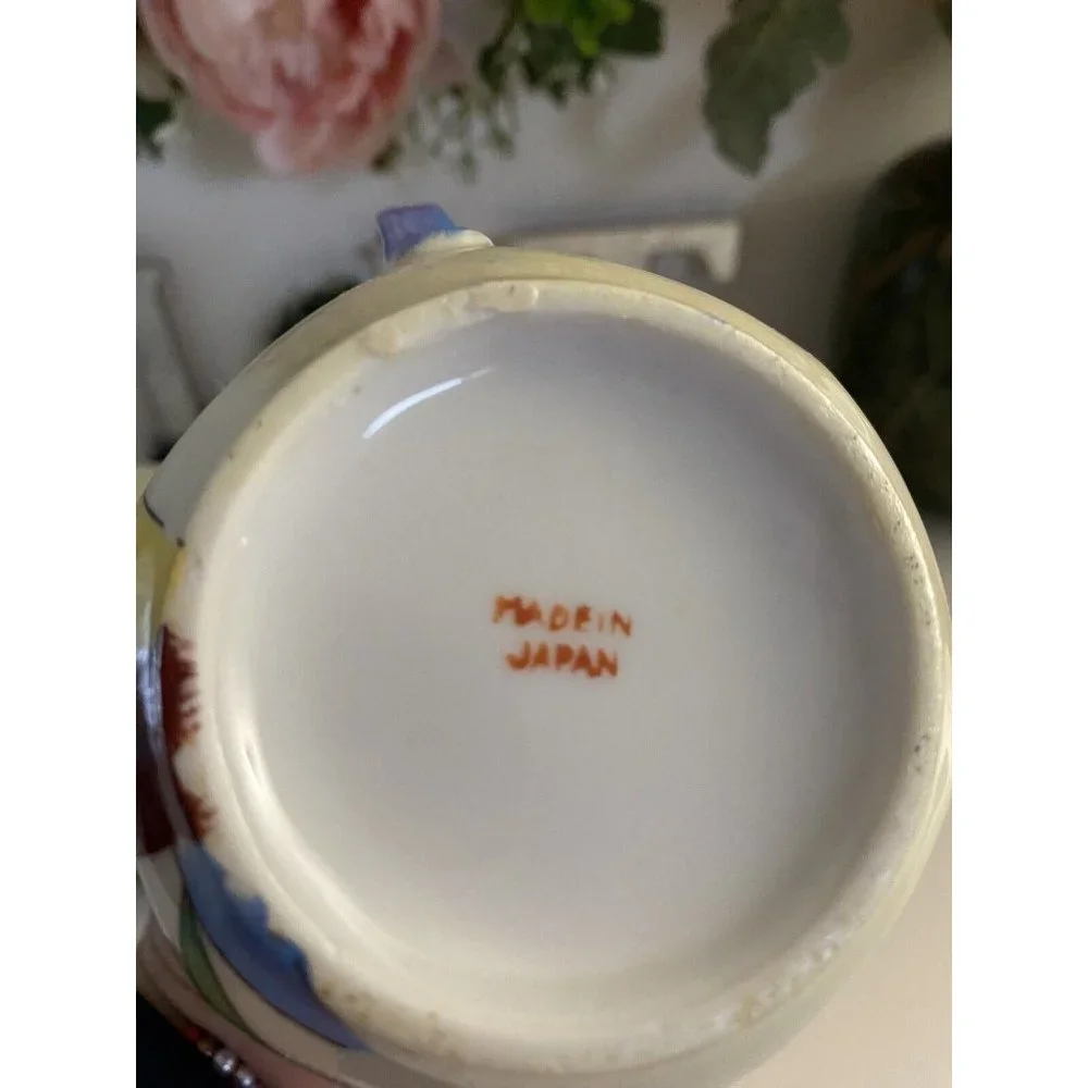 1950's Vintage Japanese Porcelain Lusterware 2 Piece Tea Set Floral Design Great